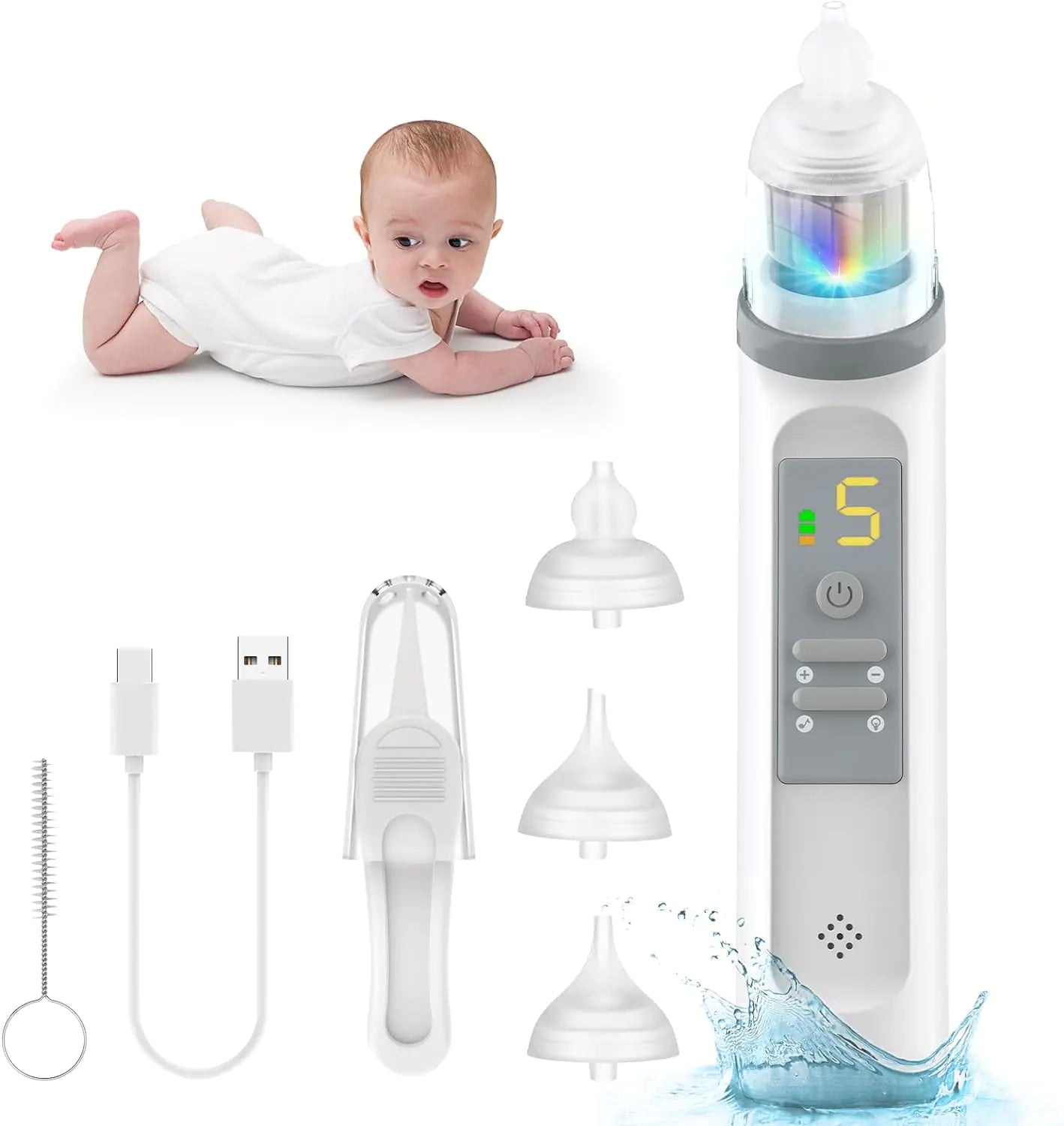 Mumgaroo Nasal Aspirator for Baby Baby Nose Sucker 5 Levels & Music & Light Function Electric Nose Suction for Baby Automatic Nose Sucker for Baby Baby Nasal Aspirator for Baby