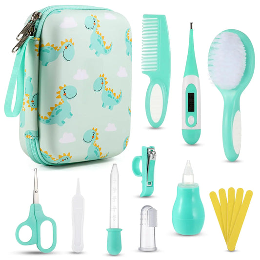 Lilian&Gema Baby Grooming Kit Newborn Boy 15 in 1 Baby Safety Care Set Portable Baby Healthcare Set with Baby Hair Brush and Comb Baby Nail Kit Nasal Aspirator Perfect Gifts for Boys