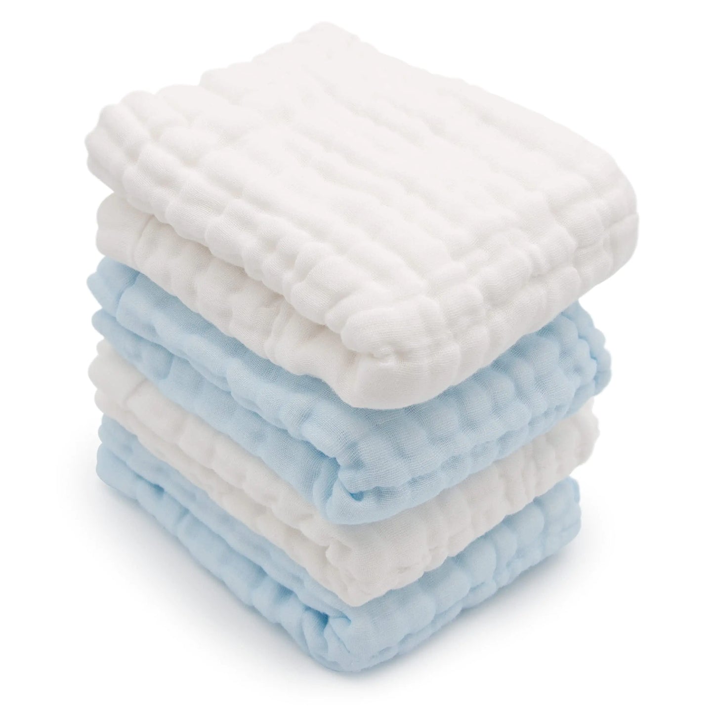 purestic Muslin Burp Cloths for Baby - 9 Layers Extra Soft & Absorbent - 100% Organic Cotton - 20”x12” Large Size for Baby Boy and Baby Girl Baby Shower Baby Registry (4-Pack White and Blue)