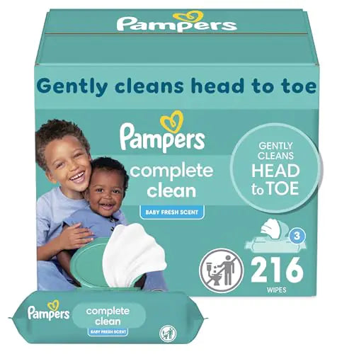 Pampers Baby Clean Wipes Baby Fresh Scented Baby Wipes 216 Baby Wipes Total (3 Flip-Top Packs)