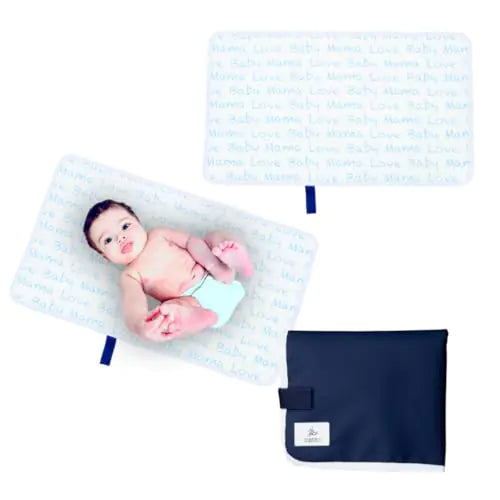 Portable Diaper Changing Pad - Baby Essential - Baby - Foldable Baby Changing Mat - Travel Changing Mat - Changing Pad Cover (Blue)